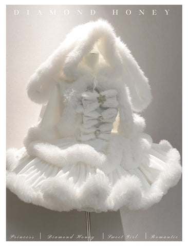 ［ファッション］ウサ耳ファーケープ＋ワンピース【FCD00T】