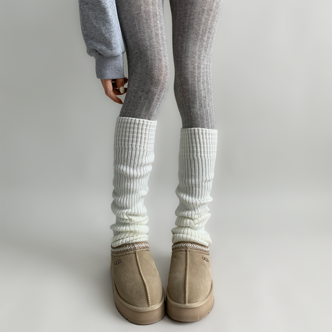 ［靴下］カラー ニット レッグウォーマー【35XSBQ】