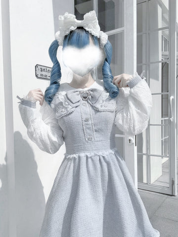 ［ファッション］地雷系 量産型 リボン ツイード ワンピース【1Q6IFD】