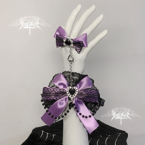 ［ファッション］地雷系 リボンラインストーンチェーン ブレスレット【H6KP1S】