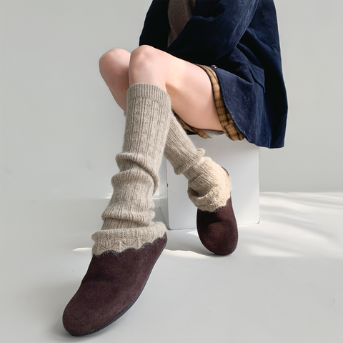 ［靴下］ベルボトム カラー ニット レッグウォーマー【W9W51S】