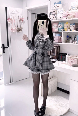 ［ファッション］地雷系 長袖 ワンピース+パンツ セットアップ【兔偶心事】