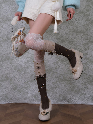 ［ファッション］ビジュー ハイソックス 靴下【0NZQ74】