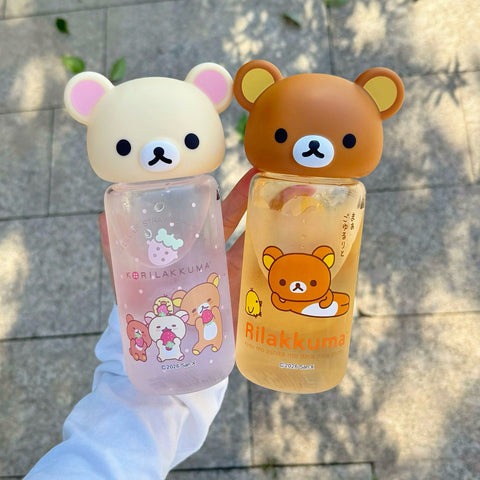 ［キャラグッズ］リラックマ 正規品 ボトル ガラス 420ml【F4ACH5】