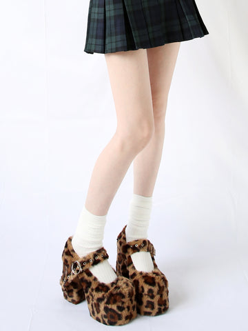 ［靴］エコファー ヒョウ柄 ハイヒール パンプス【6CK0X8】