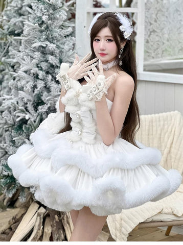 ［ファッション］ウサ耳ファーケープ＋ワンピース【FCD00T】