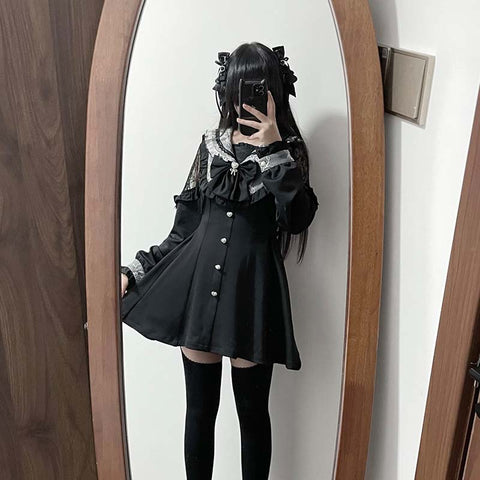 ［ファッション］XS-4L 地雷系 レース ワンピース+パンツ セットアップ【57I5PX】