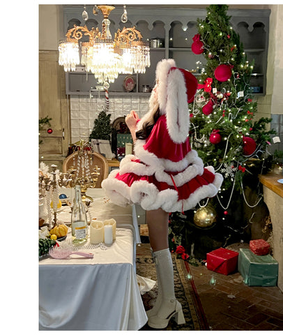 ［ファッション］ウサ耳ファーケープ＋ワンピース【GQ4W9Q】