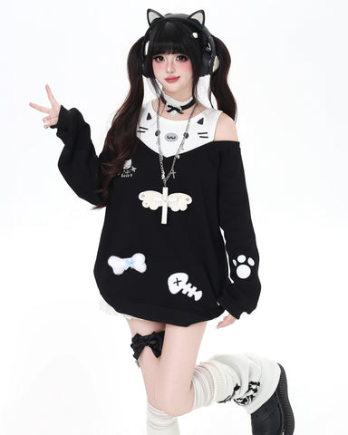 ［ファッション］キャットオフショルダートップス【8BG4VX】