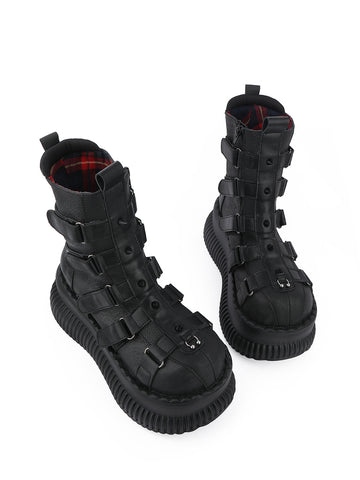 ［靴］レトロパンクプラットフォームブーツ【4U3LI0】