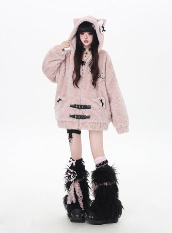 ［ファッション］ファールーズ猫耳フードコート【Z45JLE】