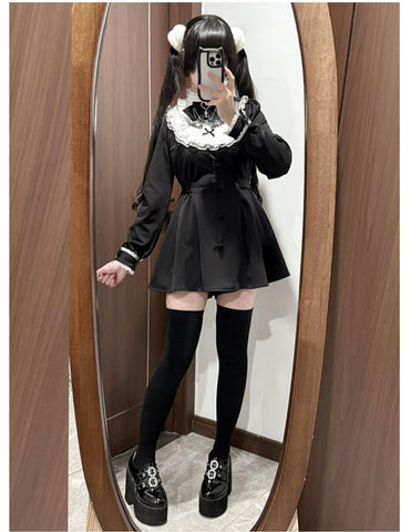 ［ファッション］XS-4L 地雷系 フリル ワンピース+パンツ セットアップ【EDZ1UM】