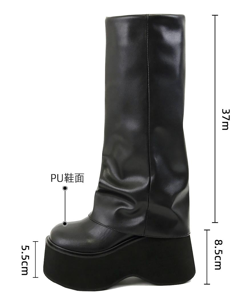 厚底パンクデザイン♡ロングブーツ 厚底パンクデザイン♡ロングブーツ - メルカリ