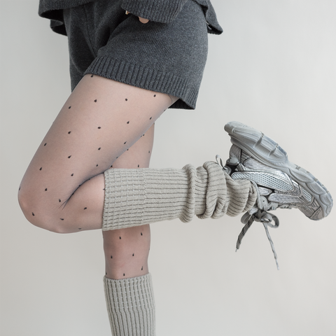 ［靴下］カラー ニット レッグウォーマー【35XSBQ】