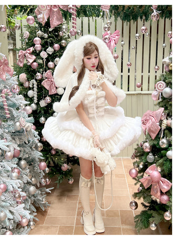 ［ファッション］ウサ耳ファーケープ＋ワンピース【FCD00T】