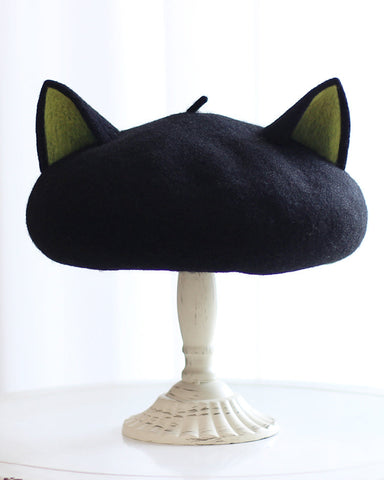 ［ファッション］猫耳 ウール ベレー帽【4EP8G8】