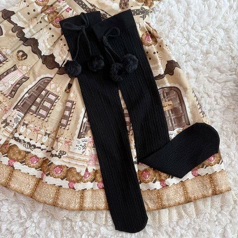 ［ファッション］ケーブル編み オーバーニーソックス 靴下【8QJIE1】