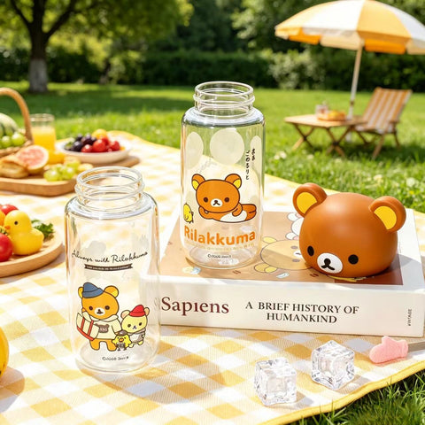［キャラグッズ］リラックマ 正規品 ボトル ガラス 420ml【F4ACH5】