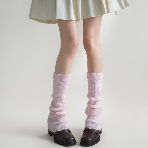 ［靴下］ベルボトム カラー ニット レッグウォーマー【W9W51S】