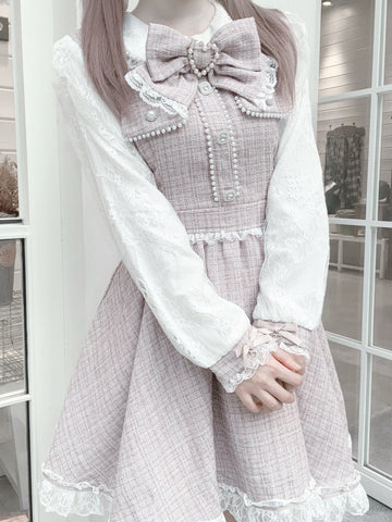 ［ファッション］地雷系 量産型 リボン ツイード ワンピース【1Q6IFD】