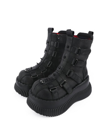 ［靴］レトロパンクプラットフォームブーツ【4U3LI0】