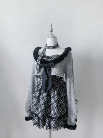 ［ファッション］地雷系 ショートカーディガン+キャミワンピース セットアップ 【2N874V】