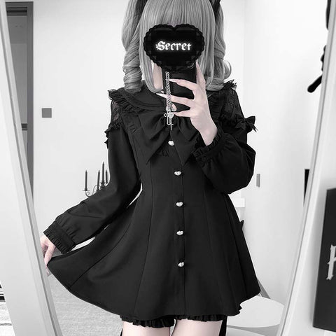 ［ファッション］XS-4L 地雷系 レース ワンピース+パンツ セットアップ【57I5PX】