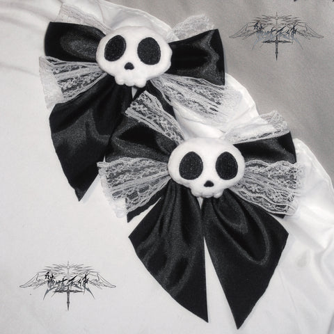 ［ファッション］サブカル スカル リボン ヘアピン チョーカー【T6TH6B】