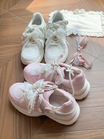 【受注予約】［靴］ロリータ パール リボン スニーカー【7CAIO1】