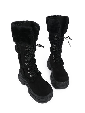 ［靴］ゴシック エコファー プラットフォームブーツ【T9VXC2】