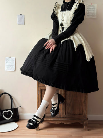 ［靴］リボン レトロ パンプス シューズ【6MQ3EJ】