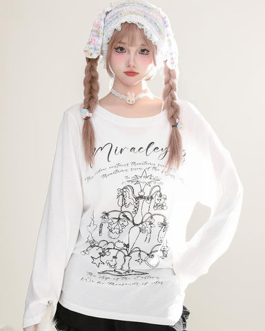 ［サブカル］プリント Tシャツ トップス【QBZ6LK】