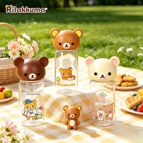 ［キャラグッズ］リラックマ 正規品 ボトル ガラス 420ml【F4ACH5】