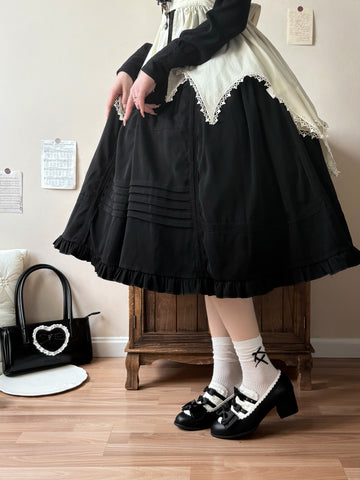 ［靴］リボン レトロ パンプス シューズ【6MQ3EJ】