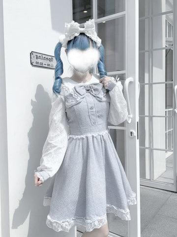 ［ファッション］地雷系 量産型 リボン ツイード ワンピース【1Q6IFD】