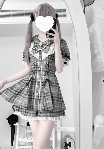 ［ファッション］地雷系 長袖 ワンピース+パンツ セットアップ【兔偶心事】