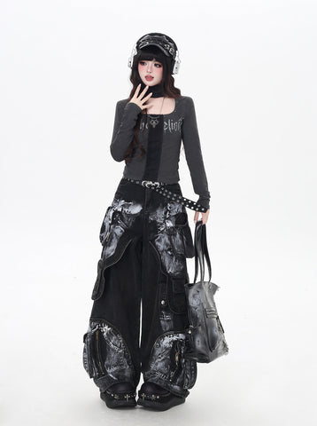 ［ファッション］Y2Kゴシックスリムトップス【YL9TPO】