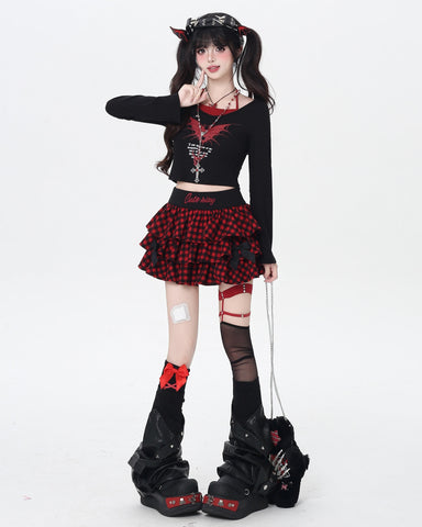 ［ファッション］ロゴチェッカースカート【DB6FPL】