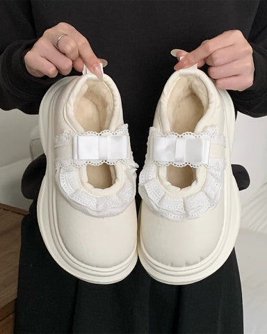 ［靴］防水ファー厚底ローファー【37MZU0】