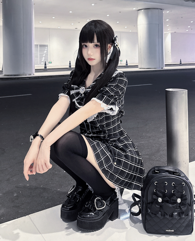 ［ファッション］地雷系 長袖 ワンピース+パンツ セットアップ【兔偶心事】