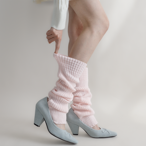 ［靴下］カラー ニット レッグウォーマー【35XSBQ】