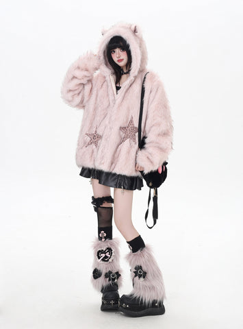 ［ファッション］ファーアニマルフードコート【0TUV9B】