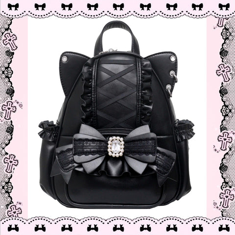 ［バッグ］地雷系 リボン 翼 リュック【F972RN】