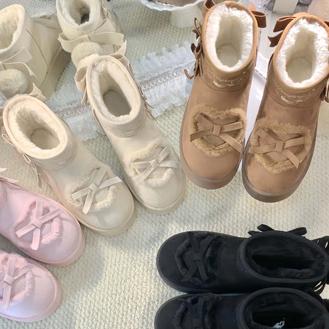 ［靴］ロリータ リボン スノーブーツ【E120L1】