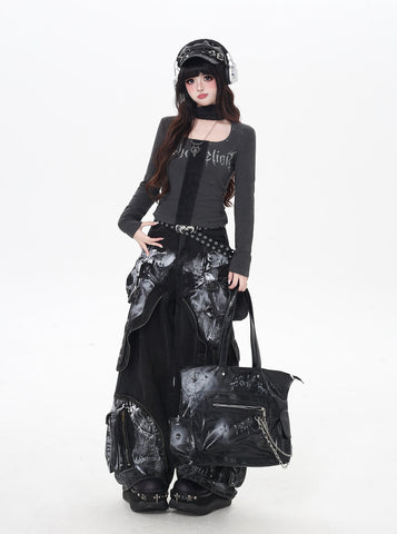 ［ファッション］Y2Kゴシックスリムトップス【YL9TPO】