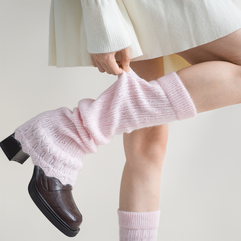 ［靴下］ベルボトム カラー ニット レッグウォーマー【W9W51S】