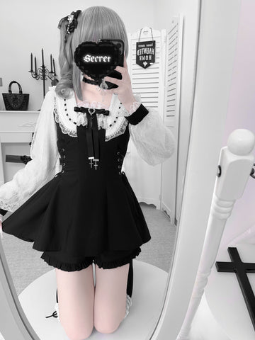 ［ファッション］地雷系 チェック レース ワンピース【4KHVSR】