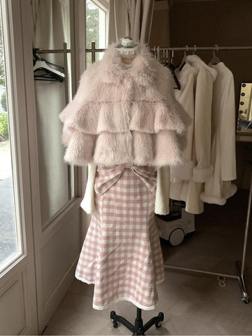 ［ファッション］ファーケープコート【XDBC6B】