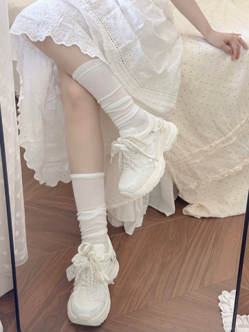 【受注予約】［靴］ロリータ パール リボン スニーカー【7CAIO1】