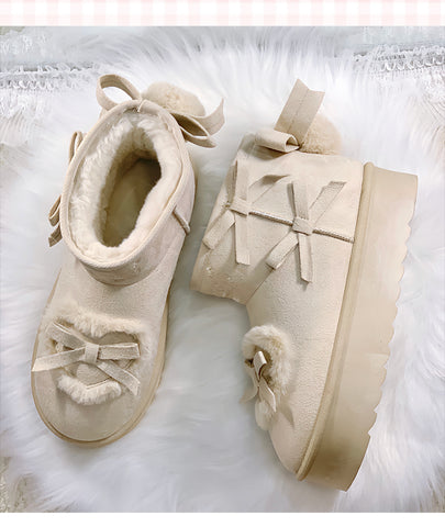 ［靴］ロリータ リボン スノーブーツ【E120L1】